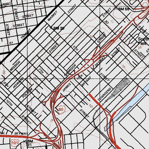 Topographic Map of Five Keys Charter School, CA