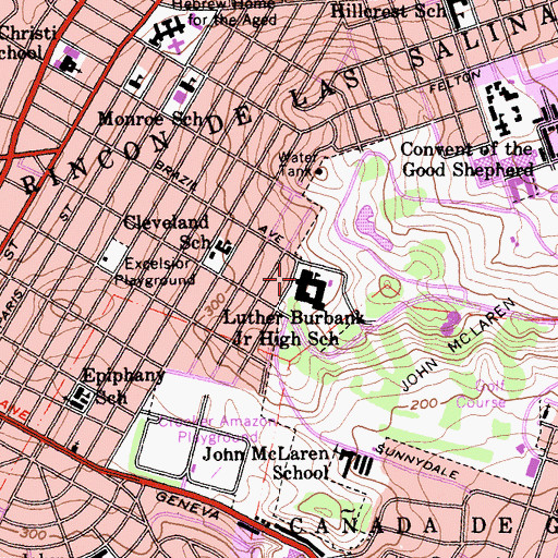 Topographic Map of June Jordan School For Equity, CA