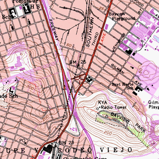 Topographic Map of Kipp Bayview Academy, CA