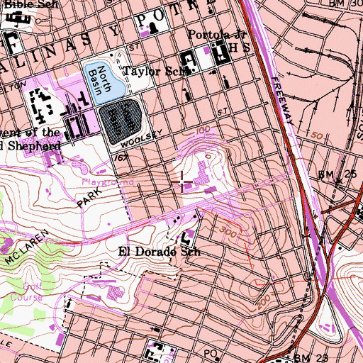 Topographic Map of Metropolitan Arts and Technology School, CA