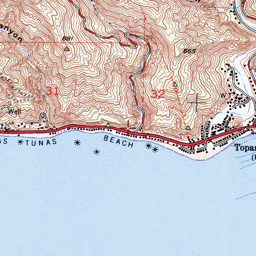 Topographic Map of Tuna Canyon, CA