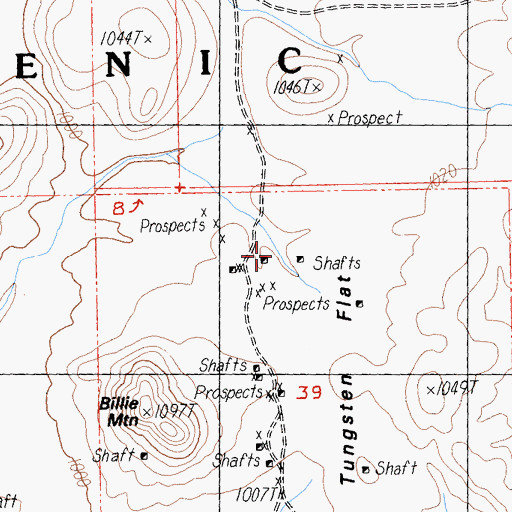 Topographic Map of Tungsten Flat, CA