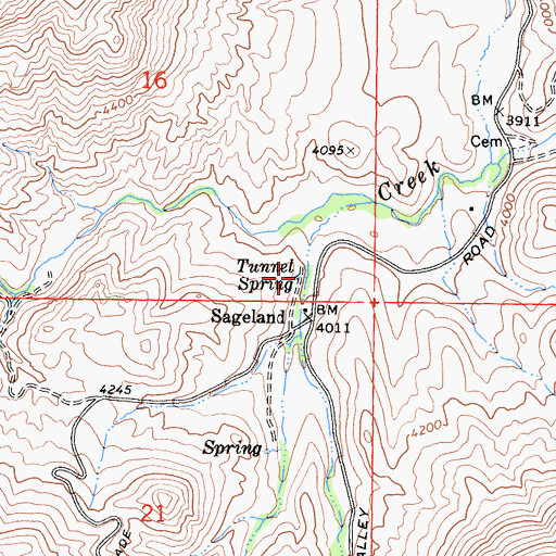 Topographic Map of Tunnel Spring, CA