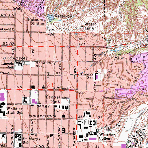 Topographic Map of Turnbull Canyon, CA