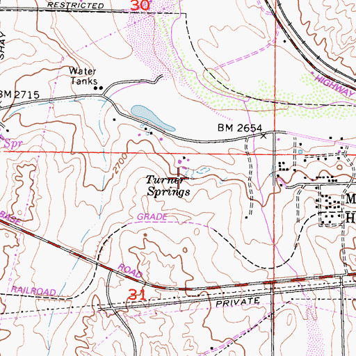 Topographic Map of Turner Springs, CA