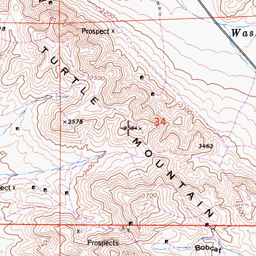 Topographic Map of Turtle Mountain, CA