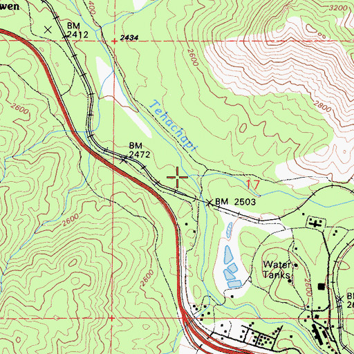 Topographic Map of Tweedy Creek, CA