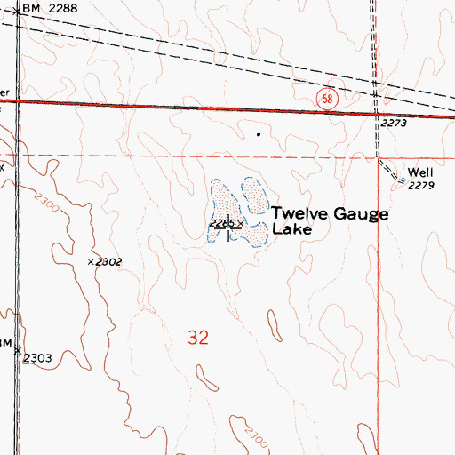 Topographic Map of Twelve Gauge Lake, CA