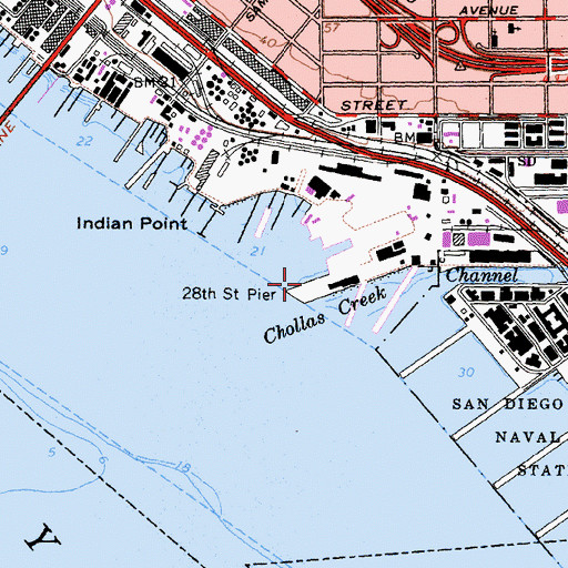 Topographic Map of Twentyeighth Street Pier, CA