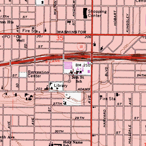 Topographic Map of Twenty-Fourth Street Elementary School, CA