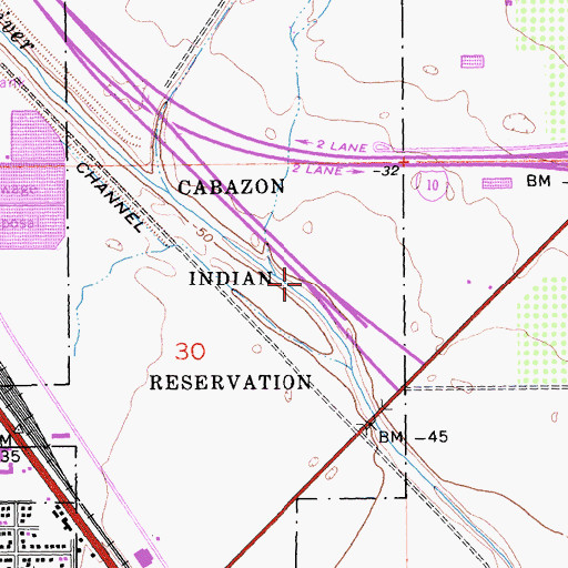 Topographic Map of Twenty-Nine Palms Reservation, CA