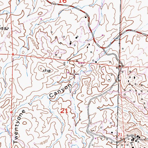 Topographic Map of Twentyone Canyon, CA