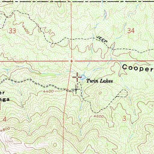 Topographic Map of Twin Lakes, CA