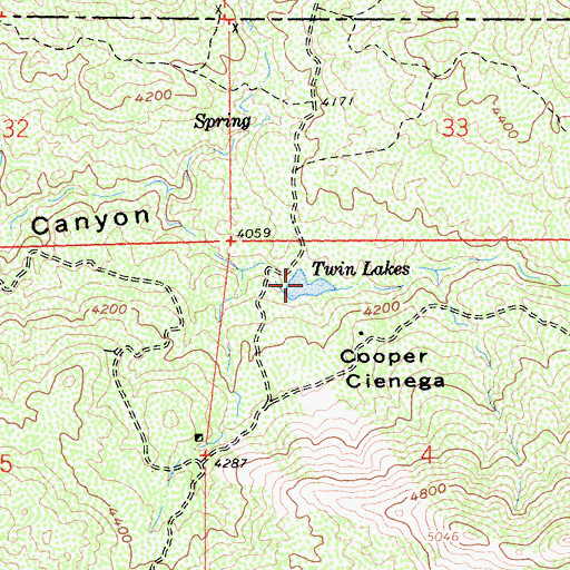 Topographic Map of Twin Lakes, CA