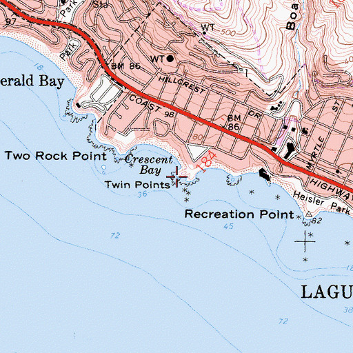 Topographic Map of Twin Points, CA