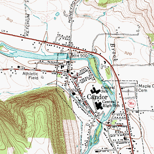 Topographic Map of Candor Congregational Church, NY