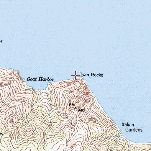 Topographic Map of Twin Rocks, CA
