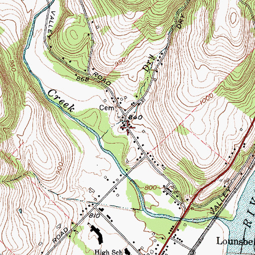 Topographic Map of Tioga Center Baptist Church, NY