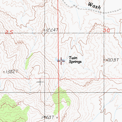 Topographic Map of Twin Springs, CA