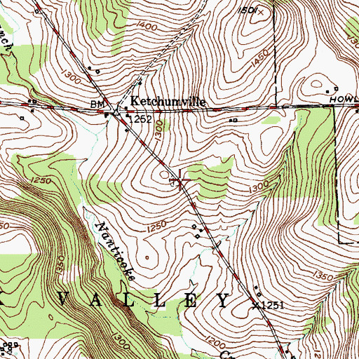 Topographic Map of Ketchumville Cemetery, NY
