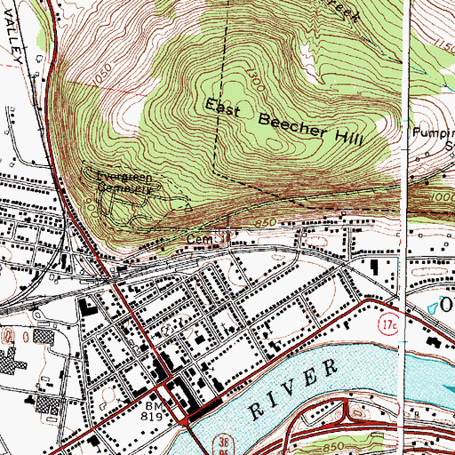 Topographic Map of Saint Josephs Cemetery, NY