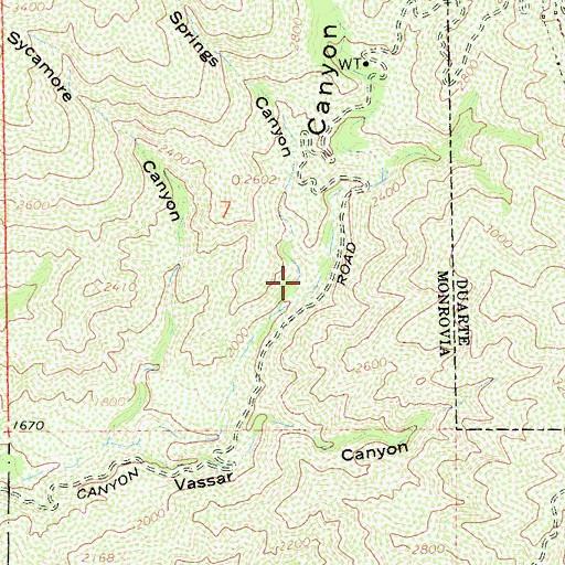 Topographic Map of Twin Springs Canyon, CA