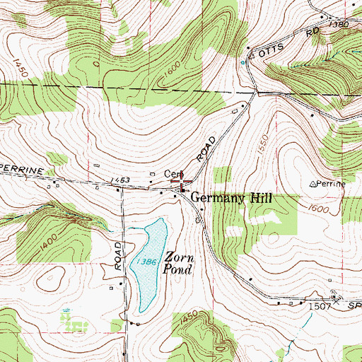 Topographic Map of Germany Hill Cemetery, NY