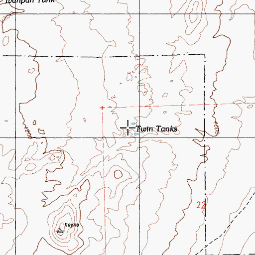Topographic Map of Twin Tanks, CA