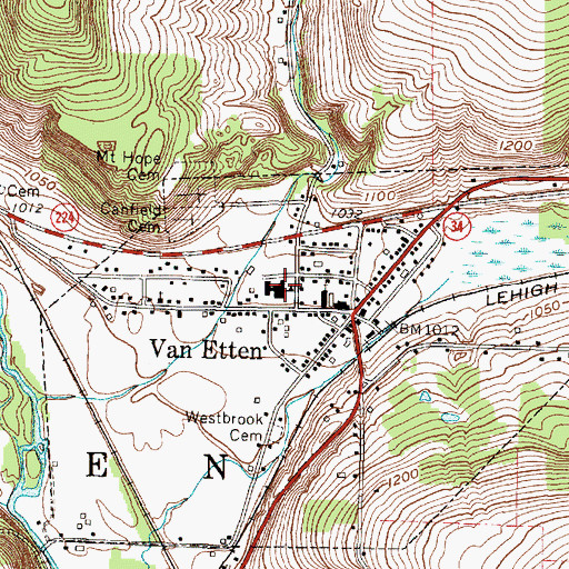 Topographic Map of Spencer-Van Etten Elementary School, NY