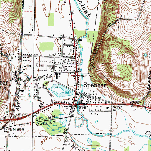 Topographic Map of Spencer Federated Church, NY
