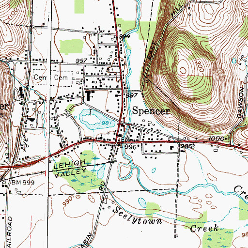 Topographic Map of Spencer Library, NY
