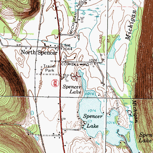 Topographic Map of North Spencer Cemetery, NY