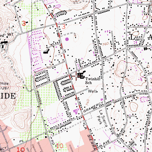 Topographic Map of Twinhill Elementary School, CA