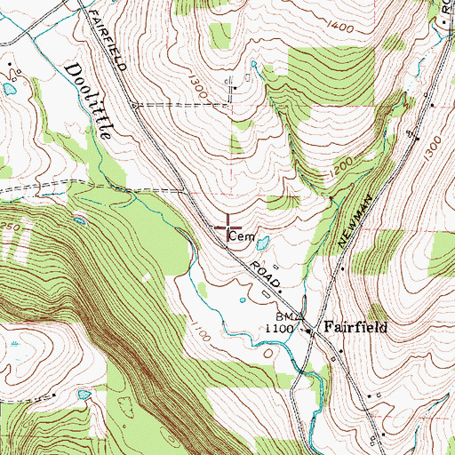 Topographic Map of Upper Fairfield Cemetery, NY