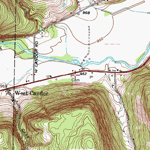 Topographic Map of Woodford Cemetery, NY