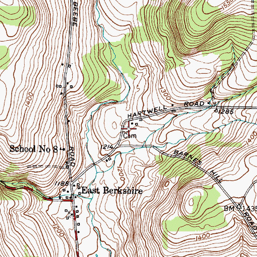 Topographic Map of East Berkshire Cemetery, NY