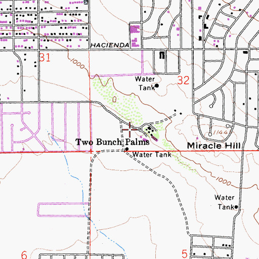 Topographic Map of Two Bunch Palms, CA