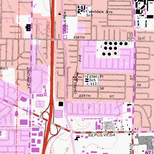 Topographic Map of Two Hundred Thirty-Second Elementary School, CA