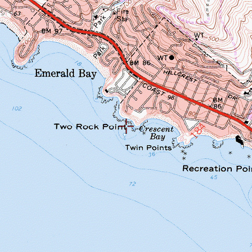 Topographic Map of Two Rock Point, CA
