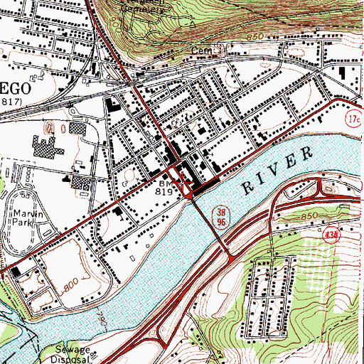 Topographic Map of Tioga County Court House, NY
