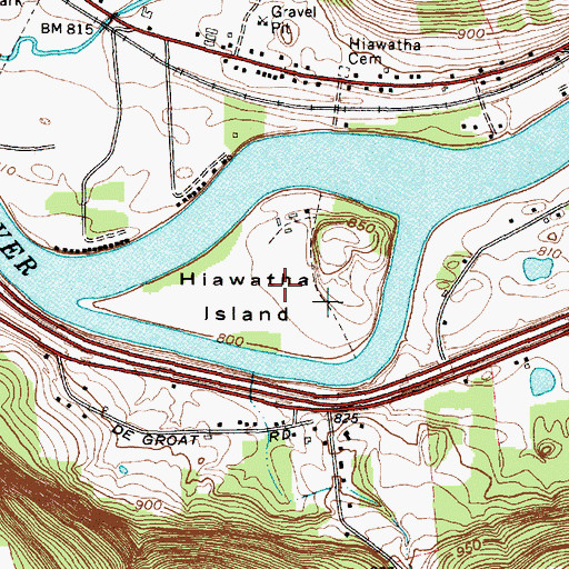 Topographic Map of Hiawatha Island Wildlife Refuge, NY