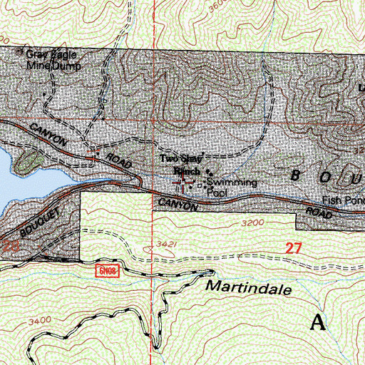 Topographic Map of Two Shay Ranch, CA
