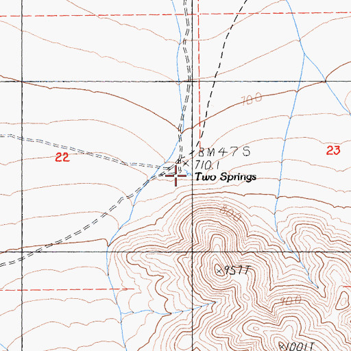 Topographic Map of Two Springs, CA