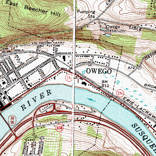 Topographic Map of Owego Family Practice Health Center, NY