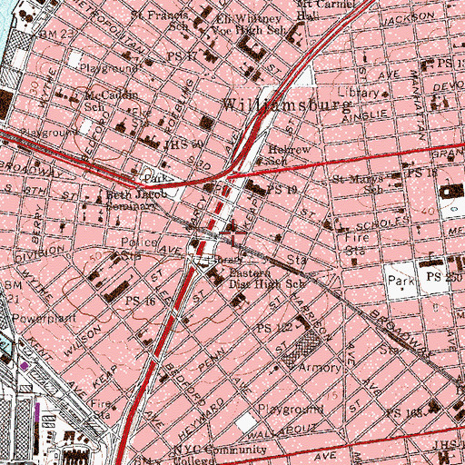 Topographic Map of Commodore Theater (historical), NY