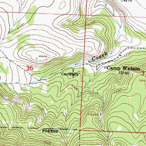 Topographic Map of Camp Watson Cemetery, OR