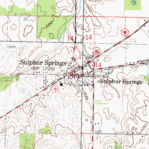 Topographic Map of Hope Church, OH