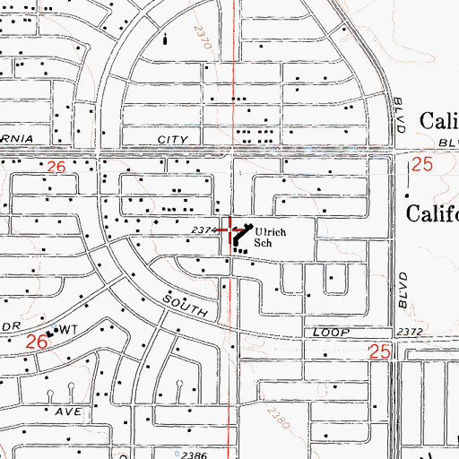 Topographic Map of Robert P Ulrich Elementary School, CA