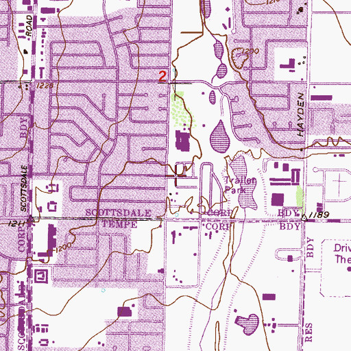 Topographic Map of Scottsdale Mobile Home Park, AZ