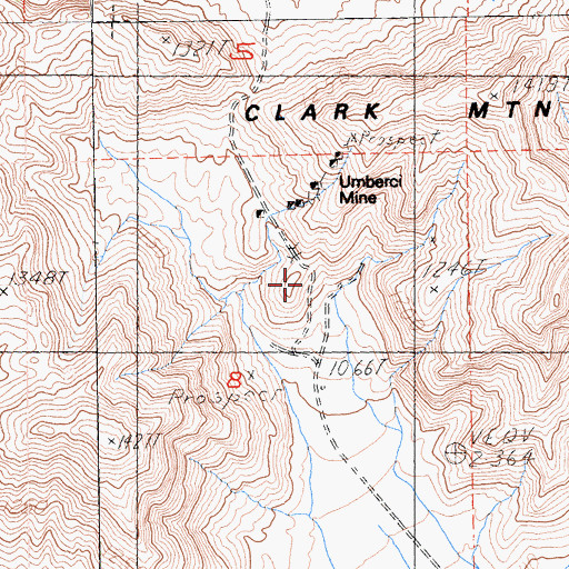 Topographic Map of Umberci Mine, CA